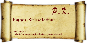 Poppe Krisztofer névjegykártya